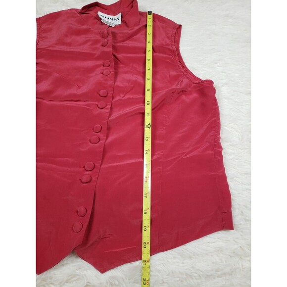 Nipon Studio Women's Top 100% Silk Sleeveless Button Front High Neck Red Sz 6 - Picture 5 of 6